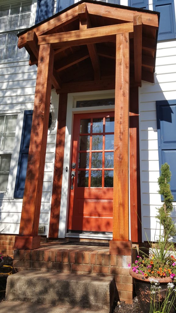 Custom Cedar Awning designed and built by Robert MacNab of Good Charlotte Cedar
