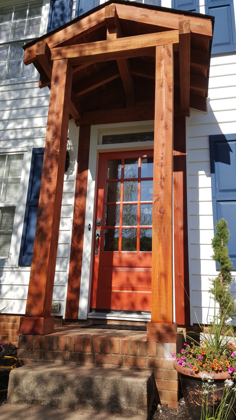 Custom Cedar Awning designed and built by Robert MacNab of Good Charlotte Cedar