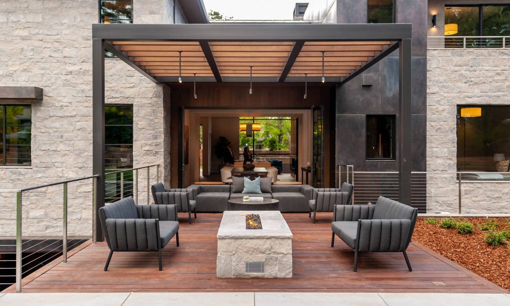 Deck - contemporary deck idea in Orange County with a pergola