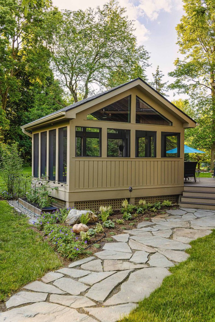 Detached screened porch in Ann Arbor, MI by Meadowlark Design+Build.
