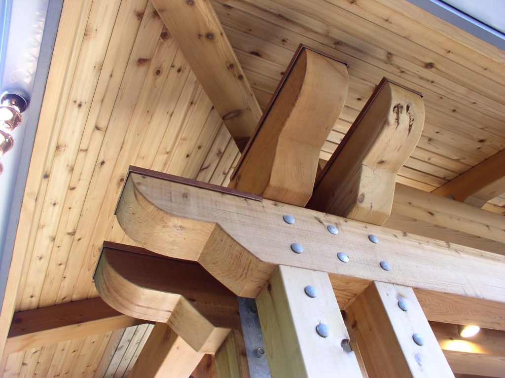 Detail photo of post and beam. photo by Swalling Walk Architects