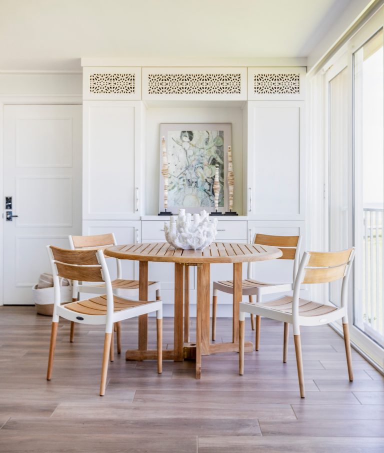 Dining room - coastal dining room idea in Jacksonville by Studio M Interior Design, Inc | Outdoor Photos | Porch | Landscaping | Landscape Design | Outdoor Living Space | Porch Design Ideas | Outdoor Living Space Ideas | Backyard Design