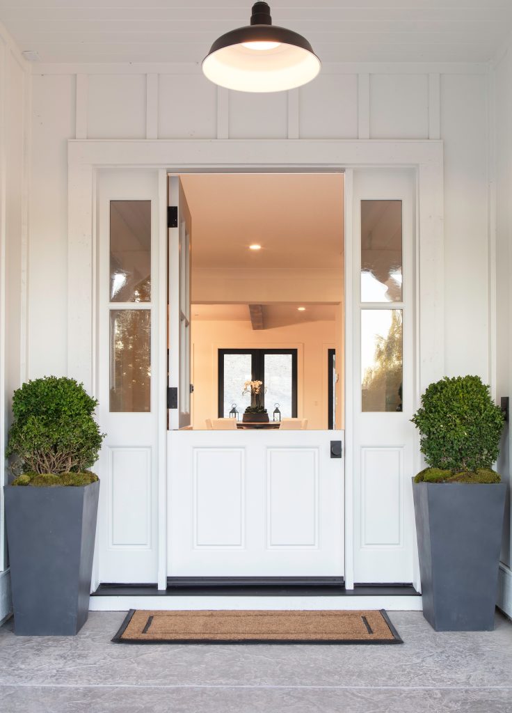 Dutch door entry with sidelights.