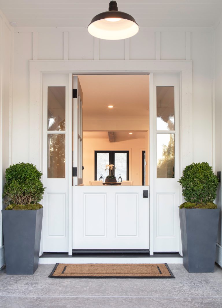 Dutch door entry with sidelights.