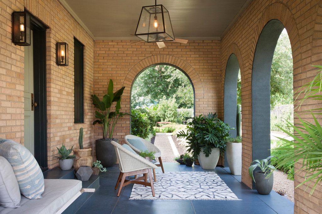 Eclectic porch photo in Austin by JK Hatcher Custom Homes INC | Outdoor Photos | Porch | Landscaping | Landscape Design | Outdoor Living Space | Porch Design Ideas | Outdoor Living Space Ideas | Backyard Design