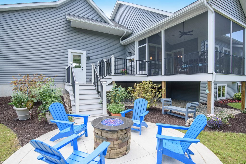 Elegant patio photo in Grand Rapids by Blue Print Studio | Outdoor Photos | Porch | Landscaping | Landscape Design | Outdoor Living Space | Porch Design Ideas | Outdoor Living Space Ideas | Backyard Design