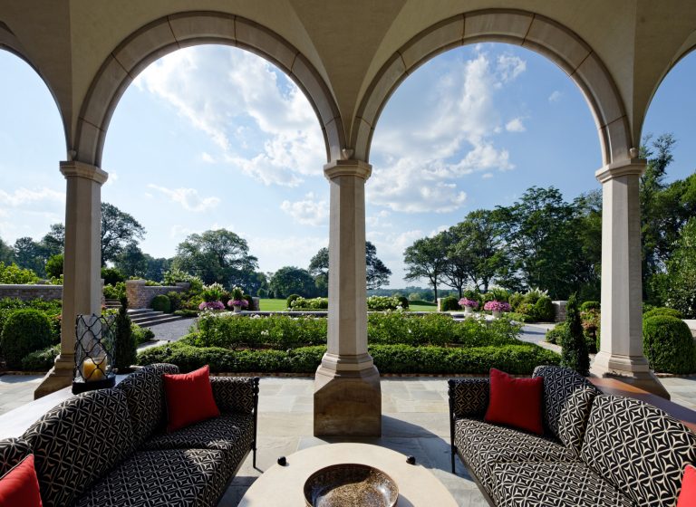Elegant patio photo in New York by Oliver Cope Architect | Outdoor Photos | Porch | Landscaping | Landscape Design | Outdoor Living Space | Porch Design Ideas | Outdoor Living Space Ideas | Backyard Design