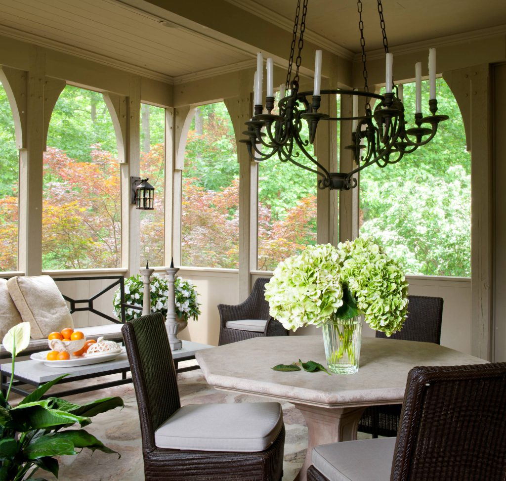Elegant stone porch photo in DC Metro with a roof extension by | Outdoor Photos | Porch | Landscaping | Landscape Design | Outdoor Living Space | Porch Design Ideas | Outdoor Living Space Ideas | Backyard Design
