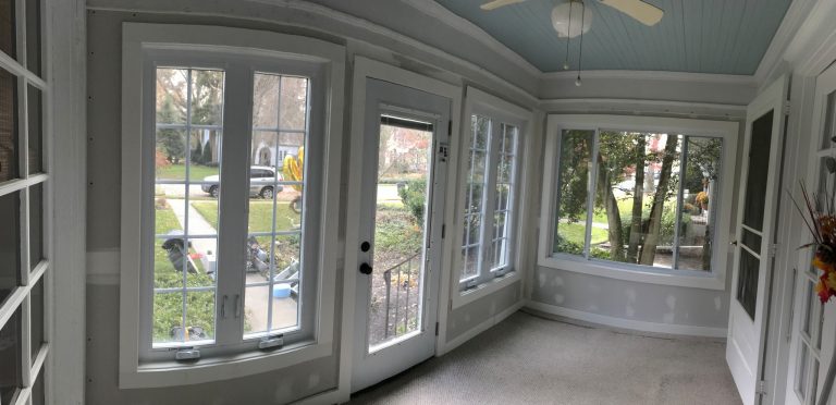 Enclosed this screened in front porch for a family that wanted to enjoy the morning sun in the winter time as well.