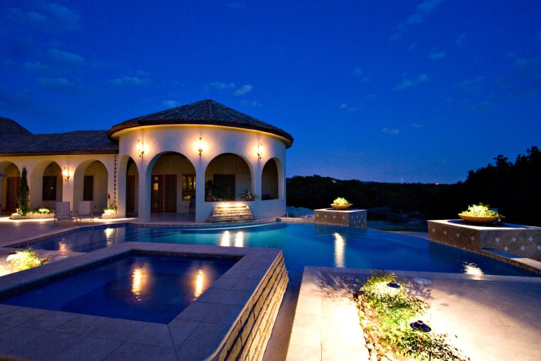 Enjoy your Palm Beach pool area with landscape lighting. Palm Beach landscape lighting provides the right amount of light to help you relax and enjoy your outdoor spaces. by Outdoor Lighting Perspectives of Treasure Coast | Pool design | Pool Contracting | Swimming Pool Ideas | Swimming Pool Design Ideas