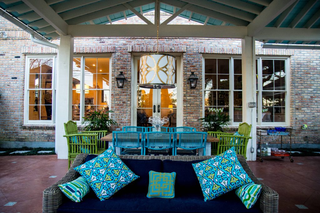 Example of a beach style patio kitchen design in New Orleans with a gazebo