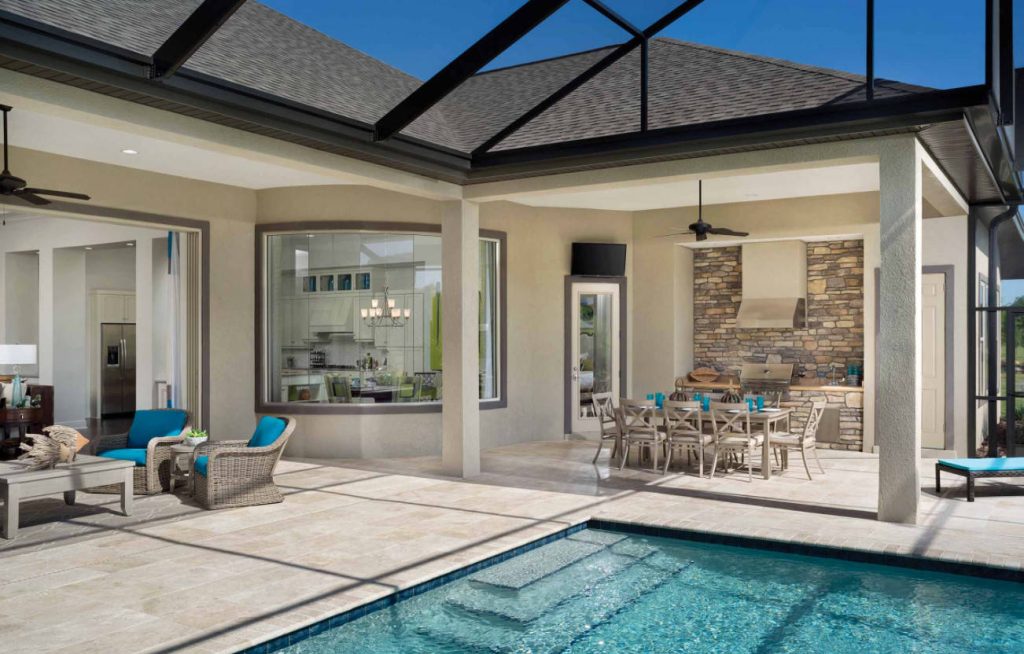 Example of a mid-sized classic backyard tile and rectangular lap hot tub design in Miami