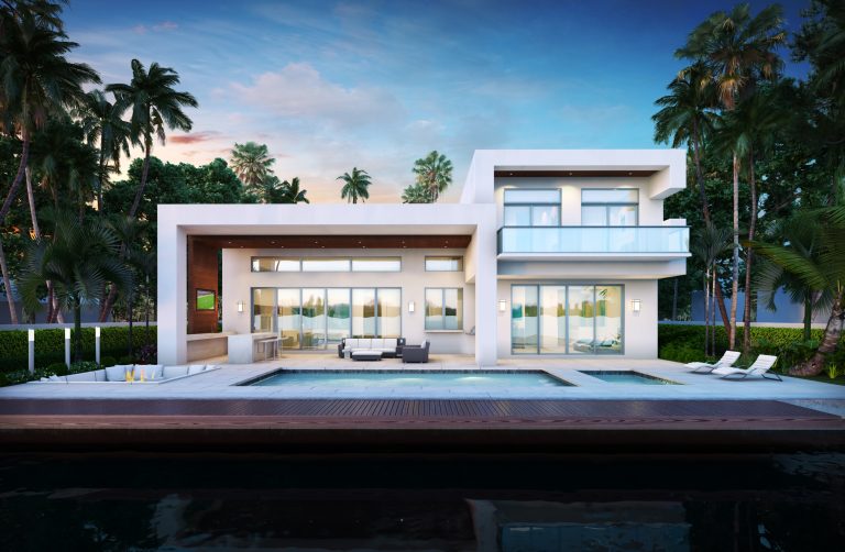 Example of a mid-sized minimalist backyard concrete paver and rectangular lap hot tub design in Miami