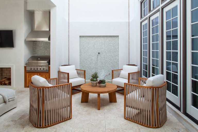 Example of a trendy tile patio kitchen design in Nashville with no cover