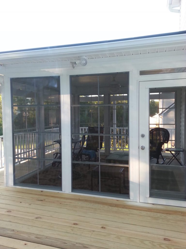 Eze Breeze windows make this screen porch into a 3 season room for all year round enjoyment.