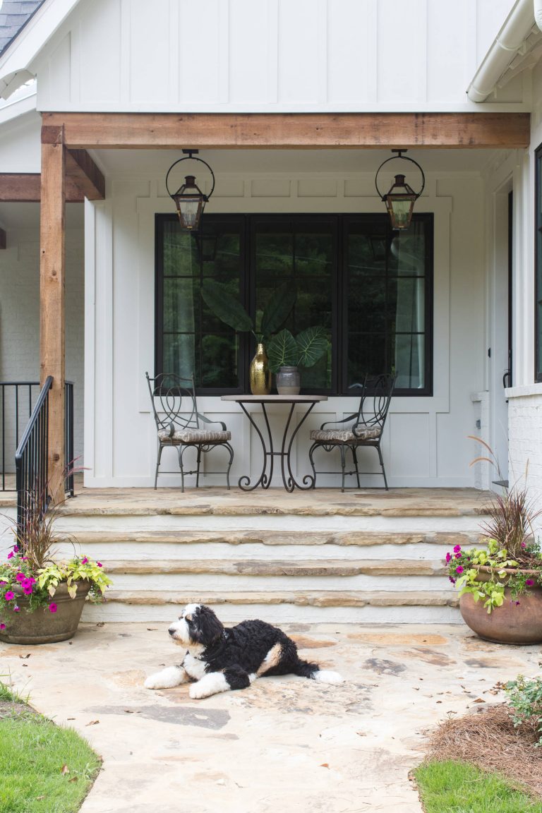 Farmhouse porch container garden photo in Birmingham by Set To Sell, LLC | Outdoor Photos | Porch | Landscaping | Landscape Design | Outdoor Living Space | Porch Design Ideas | Outdoor Living Space Ideas | Backyard Design
