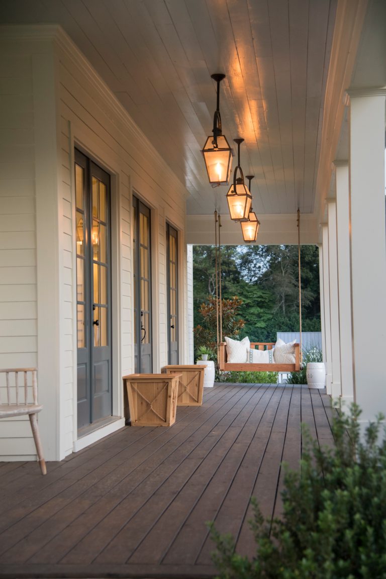 Farmhouse porch photo in Atlanta by Cole Construction | Outdoor Photos | Porch | Landscaping | Landscape Design | Outdoor Living Space | Porch Design Ideas | Outdoor Living Space Ideas | Backyard Design
