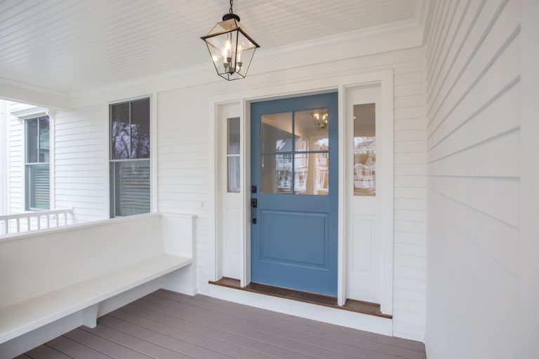 Farmhouse porch photo in Boston by Copper Leaf Development | Outdoor Photos | Porch | Landscaping | Landscape Design | Outdoor Living Space | Porch Design Ideas | Outdoor Living Space Ideas | Backyard Design