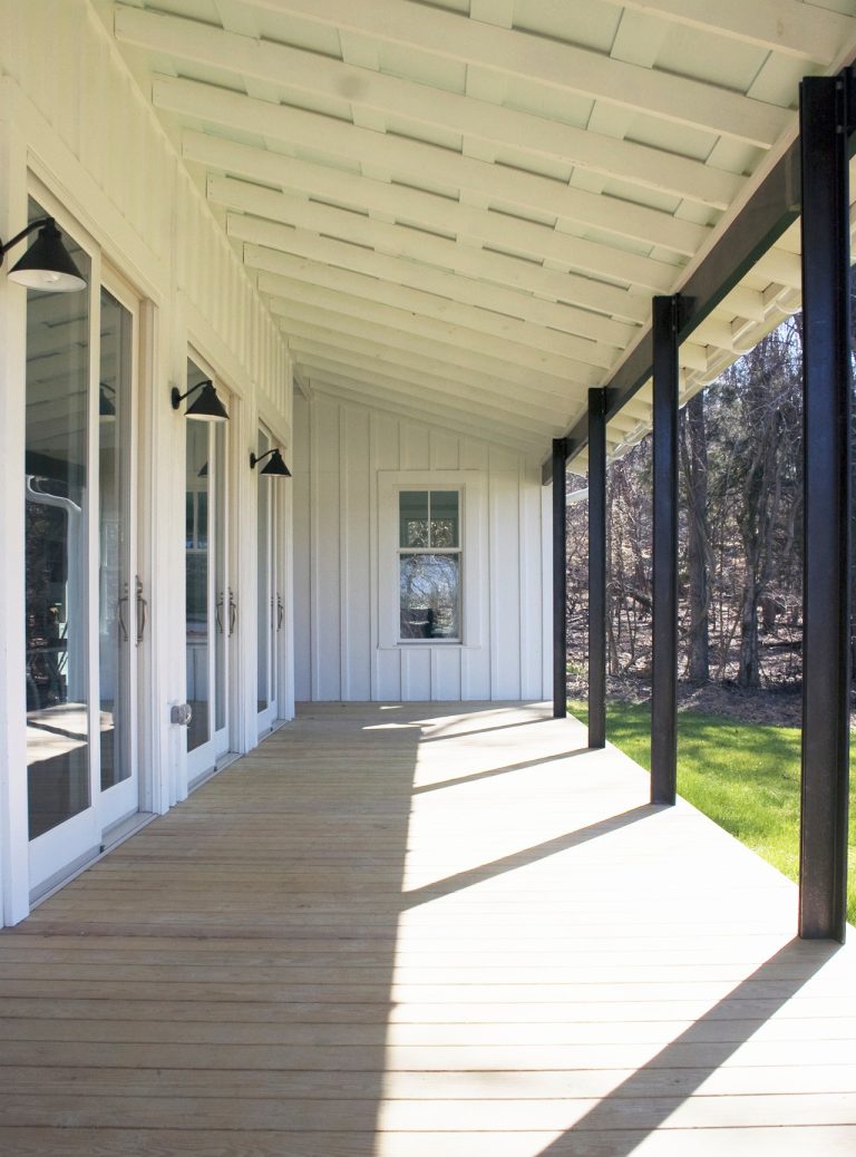 Farmhouse porch photo in Raleigh by Linton Architects | Outdoor Photos | Porch | Landscaping | Landscape Design | Outdoor Living Space | Porch Design Ideas | Outdoor Living Space Ideas | Backyard Design