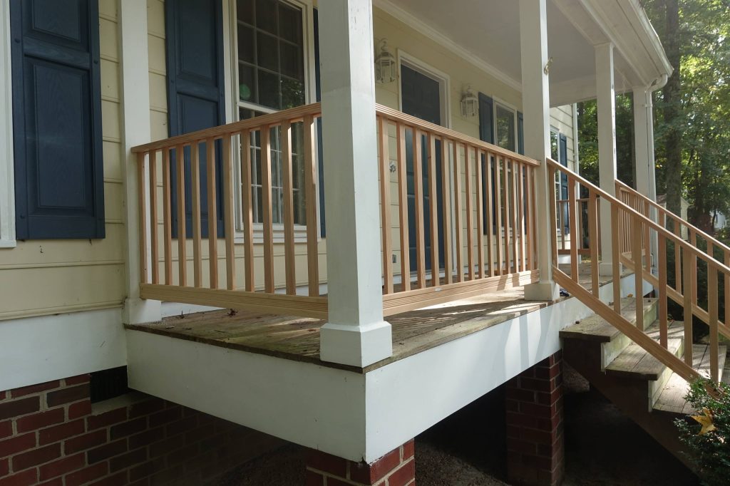 Finished project of replacement of porch railings using Richmond Rail.