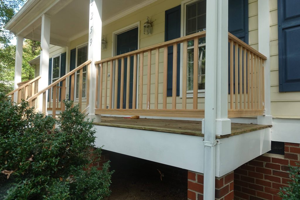 Finished project of replacement of porch railings using Richmond Rail.