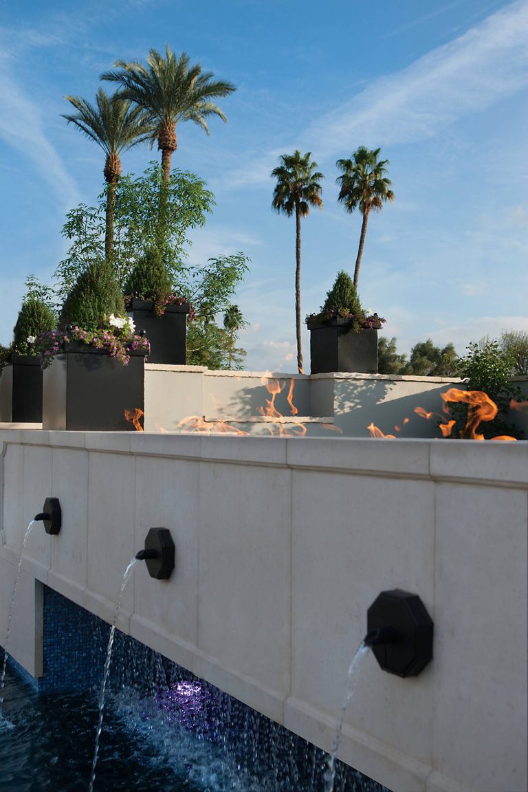 Fire on water over grotto