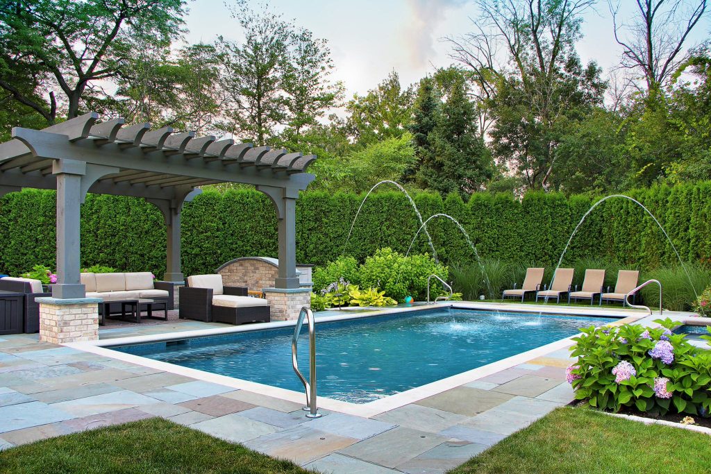 French Inspired Pool and Landscape. Designed and Photographed by Marco Romani, RLA - Landscape Architect. Arrow