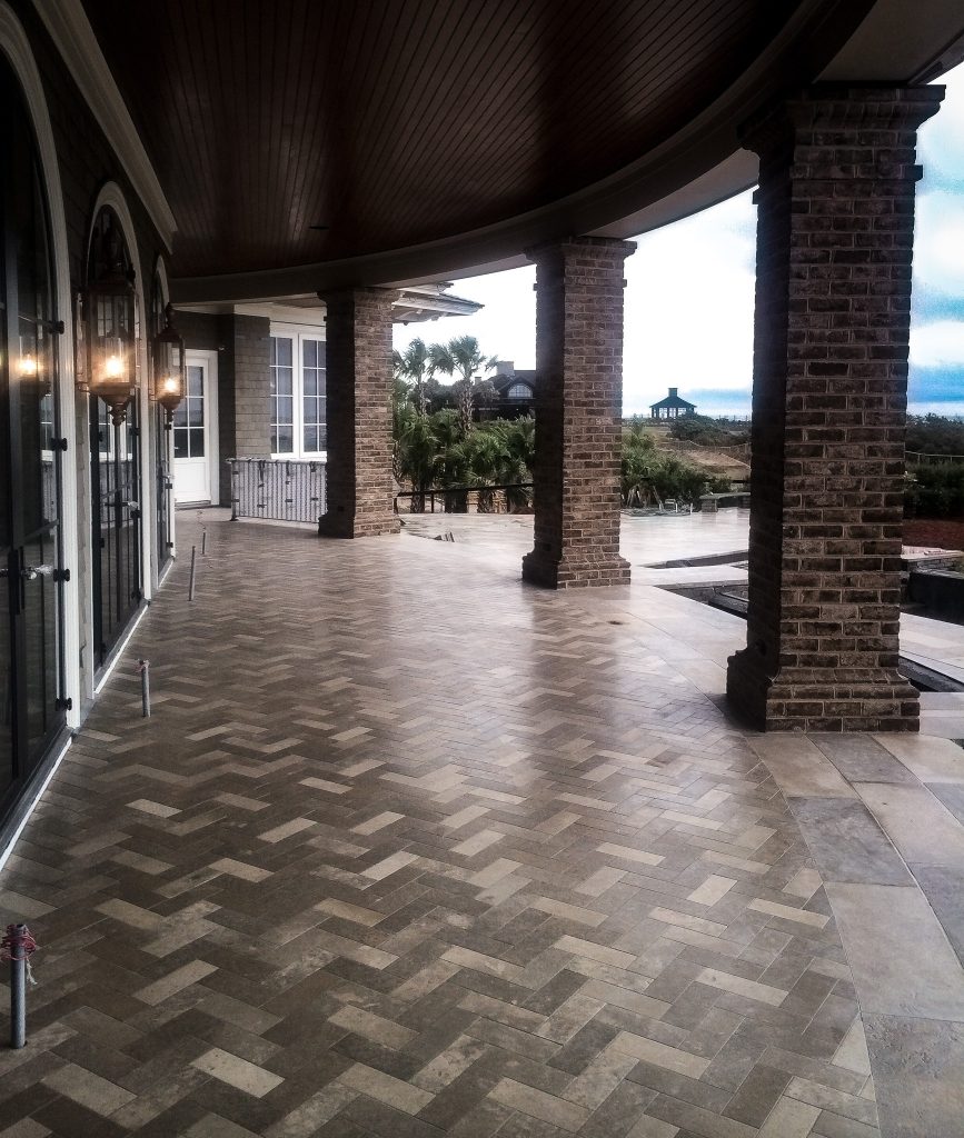 French lime stone in Herringbone pattern