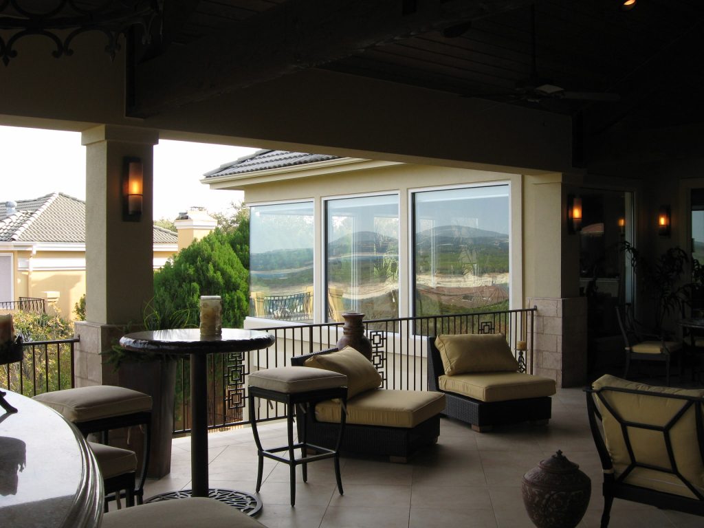 From inside the balcony area.