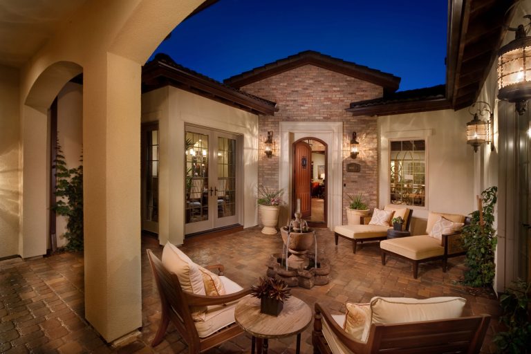 Front courtyard of Plan Four in The Overlook at Heritage Hills in Lone Tree, CO.