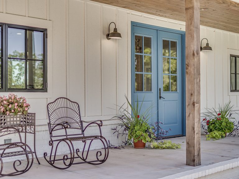 Front door entry of modern farmhouse