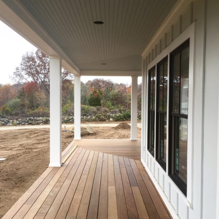 Front porch. Ipe decking and Marvin Integrity windows.
