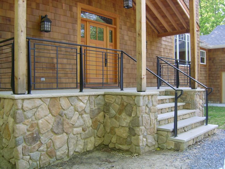 Front porch metal railings made by Capozzoli Stairworks. Location Medford, NJ. For more info please visit our website www.thecapo.us or contact us at 609-635-1265 by Capozzoli Stairworks | Outdoor Photos | Porch | Landscaping | Landscape Design | Outdoor Living Space | Porch Design Ideas | Outdoor Living Space Ideas | Backyard Design