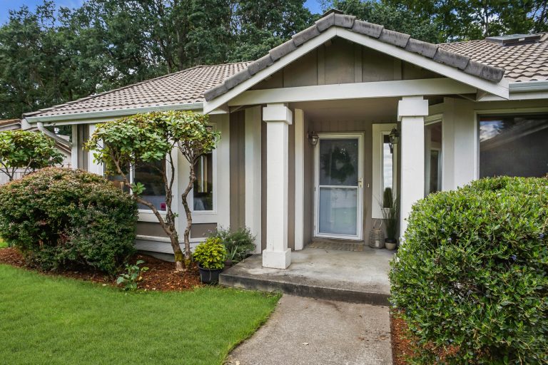 Front porch of a large Tacoma Ranch-style home