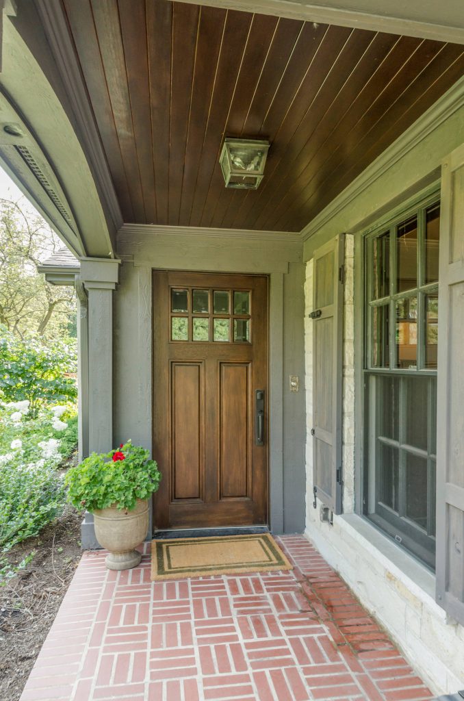 Front porch with brick paver walkway,