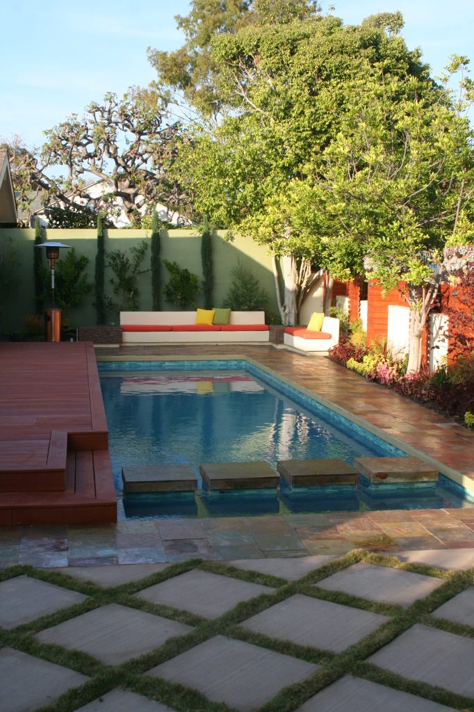 Full backyard and frontyard remodel. Custom designed driveway with grass inlays and drought tolerant plant selections.