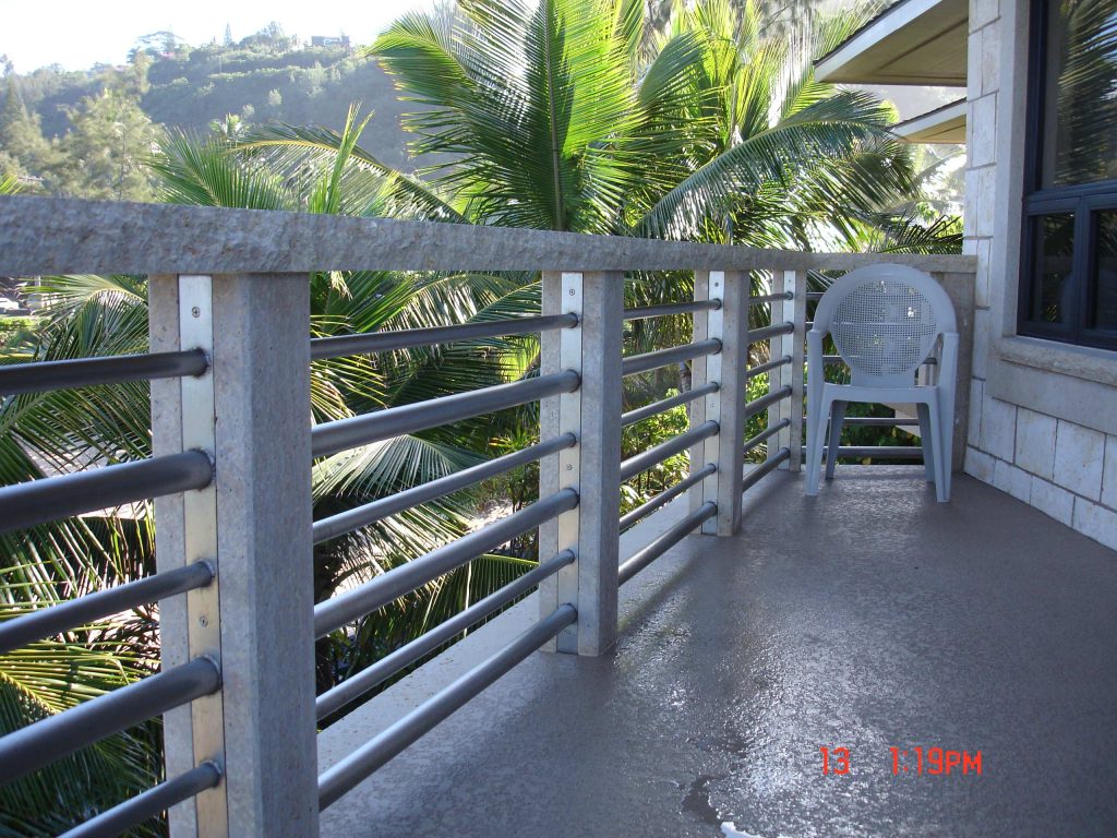 Great steel railing we finished with stone.
