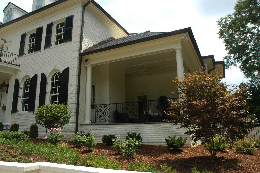 Huge classic tile side porch idea in Raleigh with a roof extension by EA Studio Architecture | Outdoor Photos | Porch | Landscaping | Landscape Design | Outdoor Living Space | Porch Design Ideas | Outdoor Living Space Ideas | Backyard Design