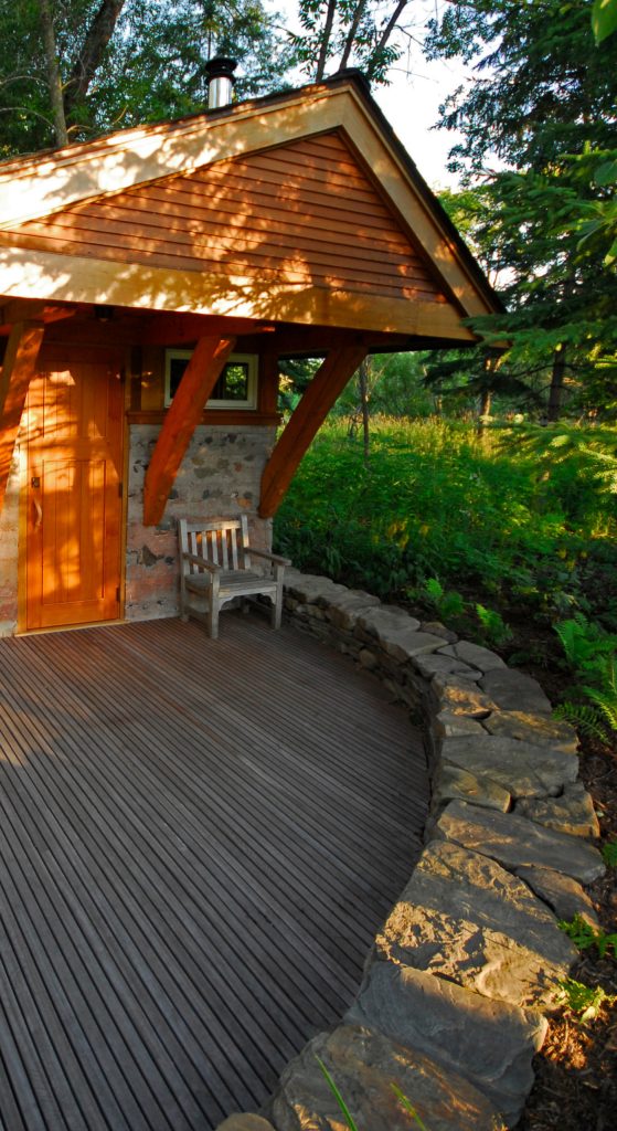 IPE deck and garden walls and custom sauna.