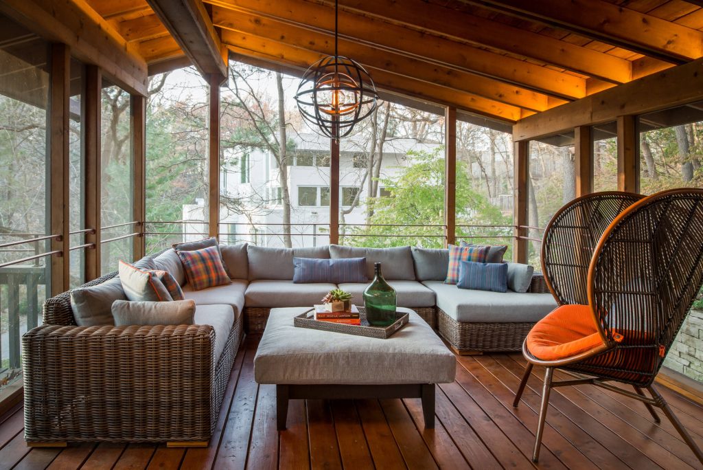 Inspiration for a 1960s porch remodel in Minneapolis by DesignSmith Interiors | Outdoor Photos | Porch | Landscaping | Landscape Design | Outdoor Living Space | Porch Design Ideas | Outdoor Living Space Ideas | Backyard Design