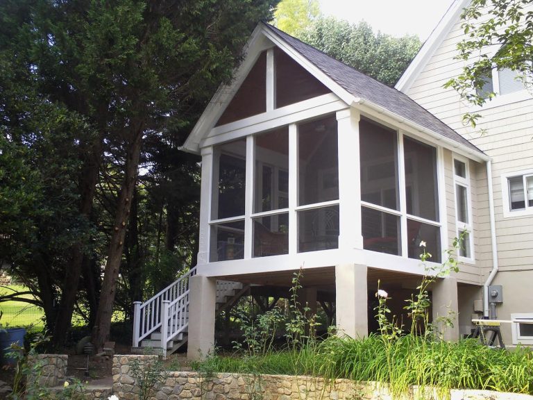Inspiration for a back porch remodel in Raleigh with a roof extension by Cole Restoration Services | Outdoor Photos | Porch | Landscaping | Landscape Design | Outdoor Living Space | Porch Design Ideas | Outdoor Living Space Ideas | Backyard Design