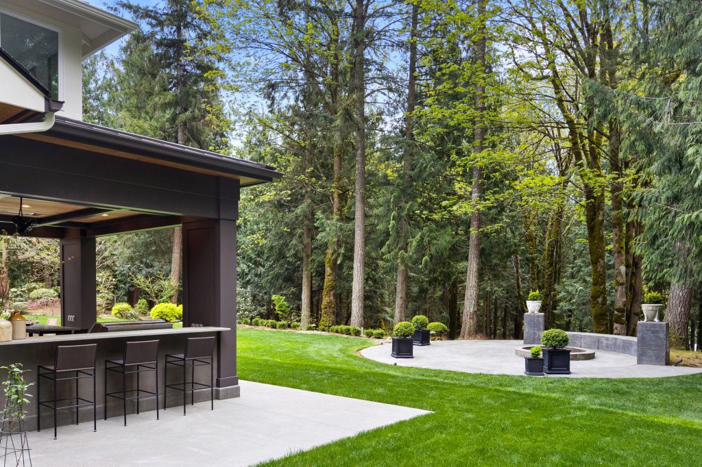 Inspiration for a contemporary backyard concrete patio remodel in Seattle