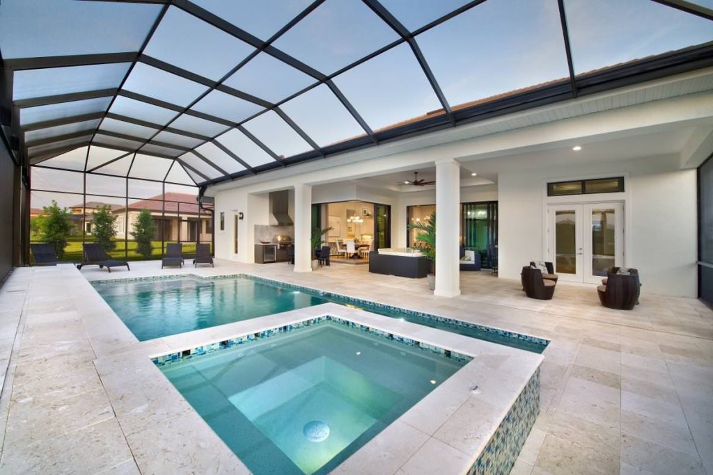 Inspiration for a contemporary indoor tile and rectangular hot tub remodel in Other