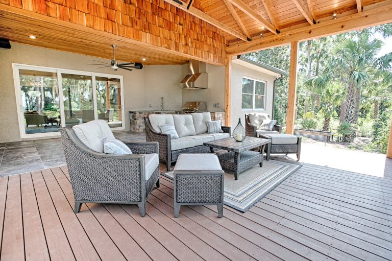 Inspiration for a contemporary porch remodel in Orlando by The Hauff Company | Outdoor Photos | Porch | Landscaping | Landscape Design | Outdoor Living Space | Porch Design Ideas | Outdoor Living Space Ideas | Backyard Design