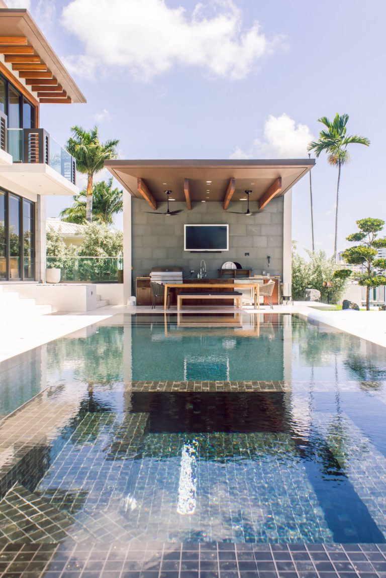 Inspiration for a contemporary rectangular pool remodel in Miami