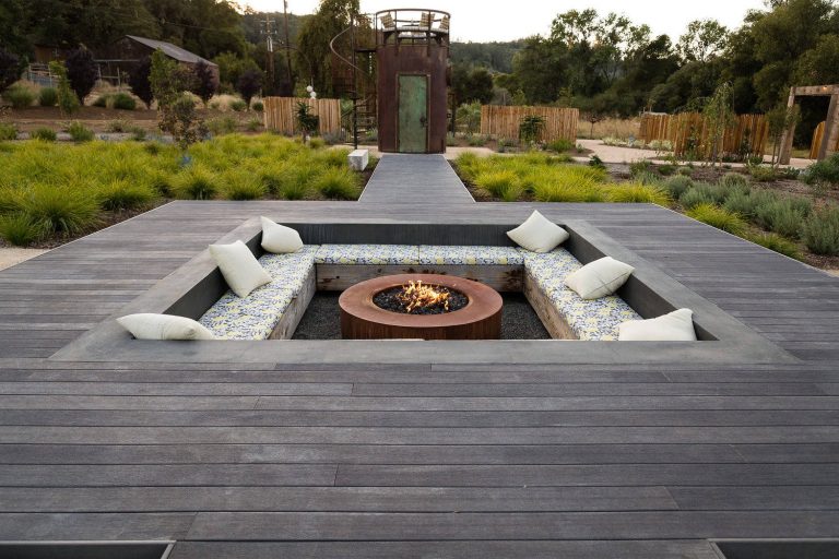 Inspiration for a cottage deck remodel in Other with a fire pit and no cover