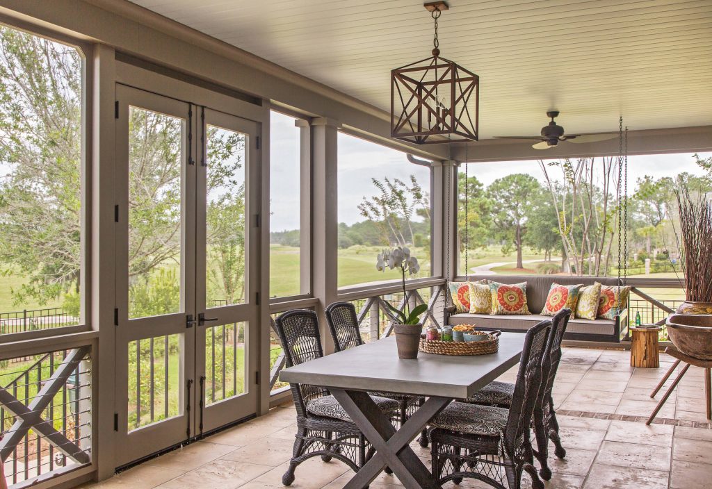 Inspiration for a cottage porch remodel in Charleston with a roof extension by Structures Building Company | Outdoor Photos | Porch | Landscaping | Landscape Design | Outdoor Living Space | Porch Design Ideas | Outdoor Living Space Ideas | Backyard Design