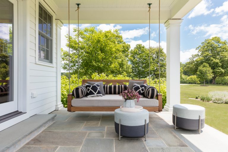 Inspiration for a cottage porch remodel in New York by Valerie Grant Interiors | Outdoor Photos | Porch | Landscaping | Landscape Design | Outdoor Living Space | Porch Design Ideas | Outdoor Living Space Ideas | Backyard Design