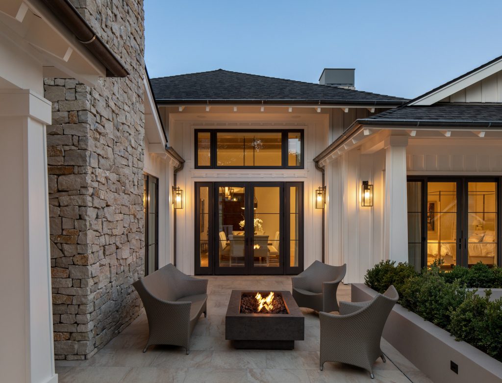 Inspiration for a cottage tile side porch remodel in San Francisco with a fire pit by De Mattei Construction | Outdoor Photos | Porch | Landscaping | Landscape Design | Outdoor Living Space | Porch Design Ideas | Outdoor Living Space Ideas | Backyard Design