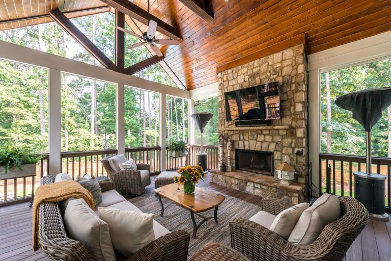 Inspiration for a country porch remodel in Atlanta by Olah Design Group | Outdoor Photos | Porch | Landscaping | Landscape Design | Outdoor Living Space | Porch Design Ideas | Outdoor Living Space Ideas | Backyard Design